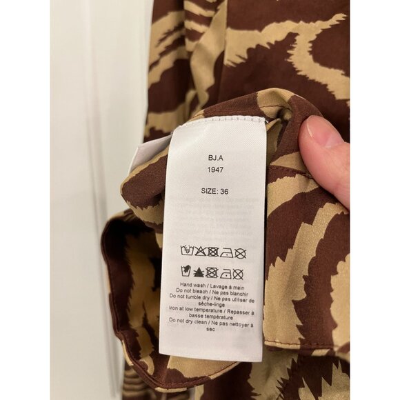 GANNI Cutout tiger-print silk-blend satin blouse Size US 4 EU 36 - Picture 11 of 12